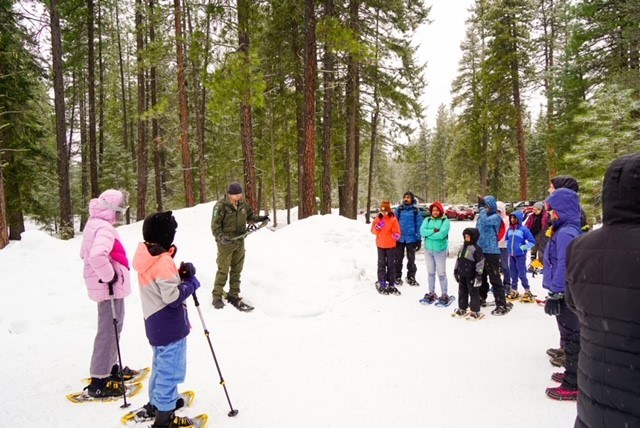 A guided snowshoe trip at Lake Wenatchee State Park hosted by Washington State Parks. Photo by doristheexplorist.