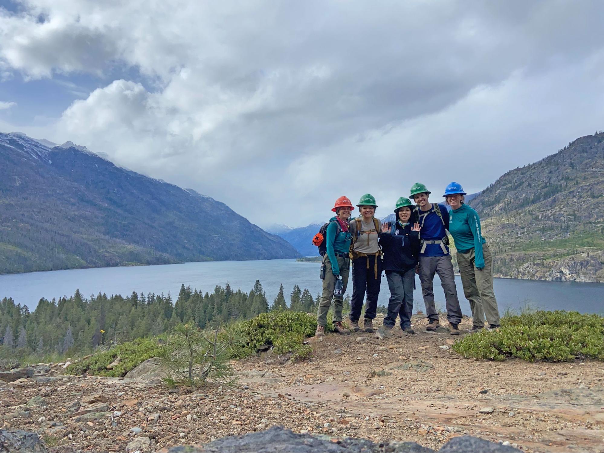  Members of the Lost Trails Found crew on a hitch at Domke Lake in April 2024