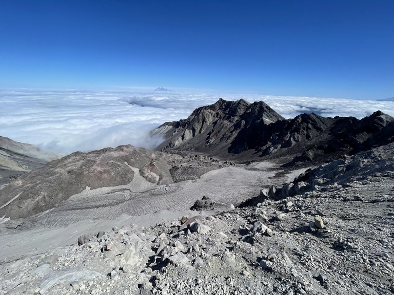 Looking into the crater of Mount St. Helens.