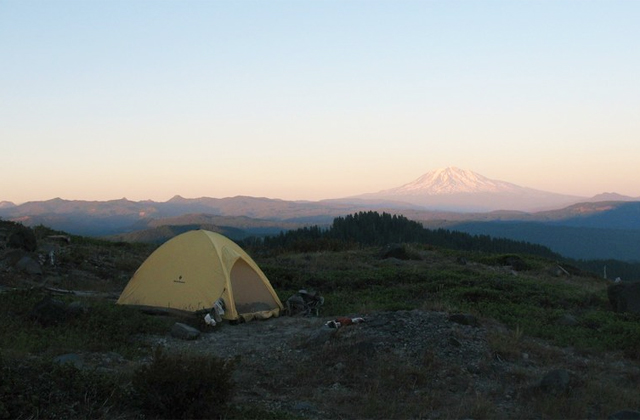 Volunteer for a BCRT and wake up to dawn views of Mount St. Helens before helping fix trails. 