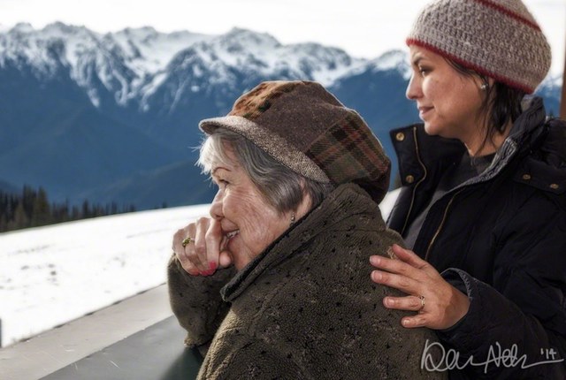 Hila Currea, with her niece (author's wife), taken with the view from Hurricane Ridge in Olympic National Park.