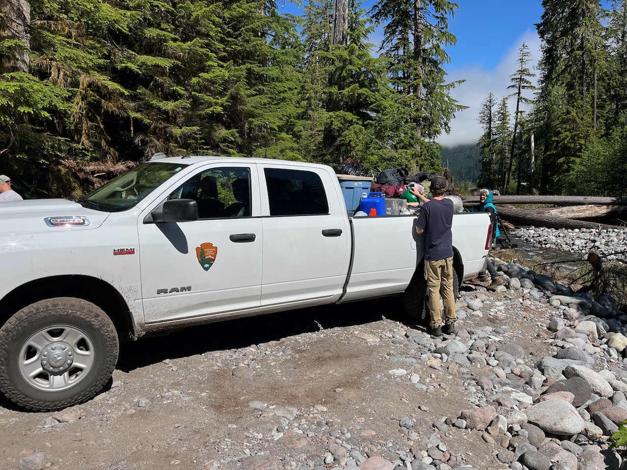 nps truck supporting WTA trail work MORA. Photo by Jenn Seva