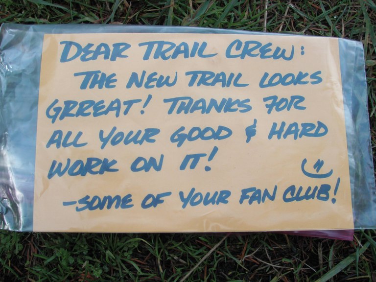 Note from hikers on Striped Peak Note from hikers on striped peak