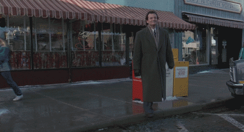 Bill Murray read trip reports, so he knows to hop over the icy puddle