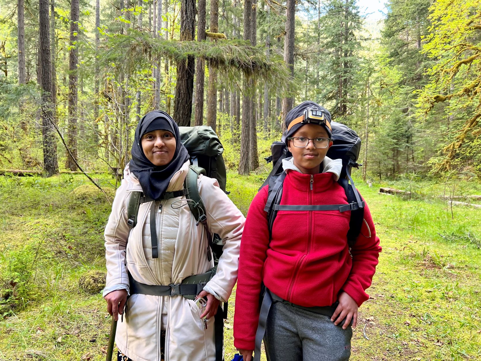 A mother and son on a backpacking trip with Rainier Prep Middle School. Photo by Amina Abdile.