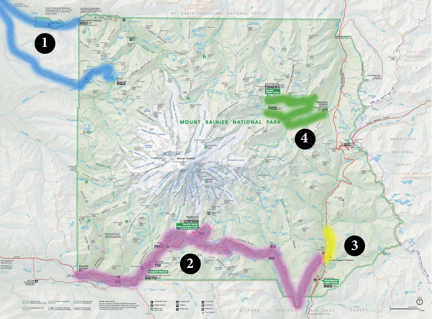 Impacted roads Mount Rainier