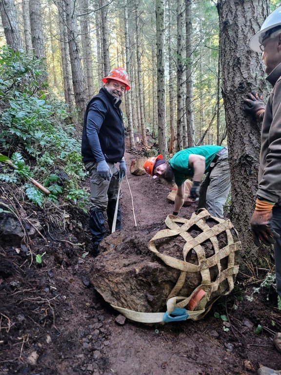 Rigging projects include things like stump removal or as seen here, rock moving. Photo by Eric Nagle. Rigging projects include things like stump removal or as seen here, rock moving. Photo by Eric Nagle.