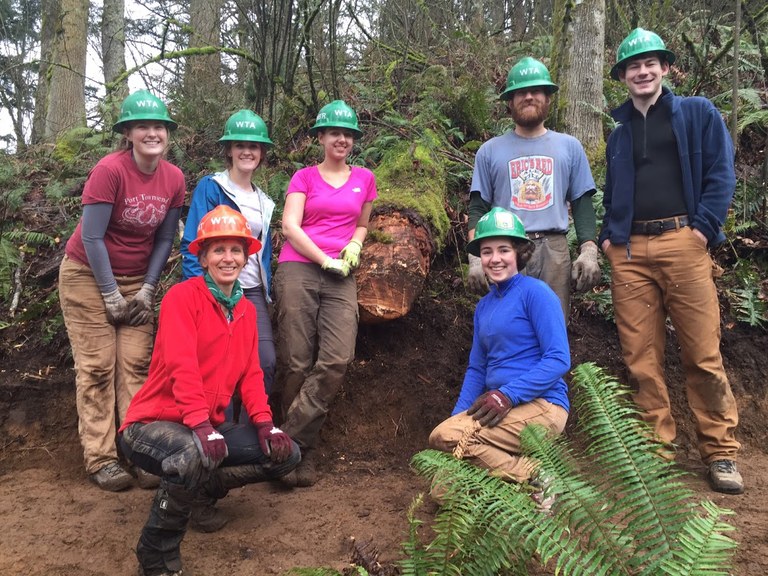 Volunteers on trail at Sehome Arboretum