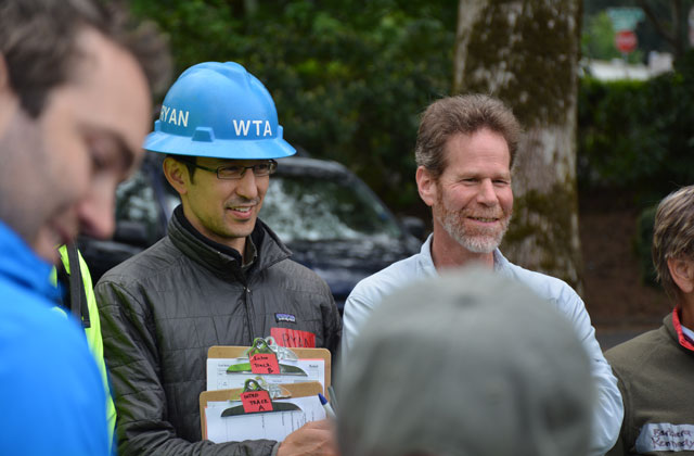 Ryan's Introduction to Trail Maintenance class had a few jokes in it, as well as plenty of useful information. Photo by Anna Roth. 