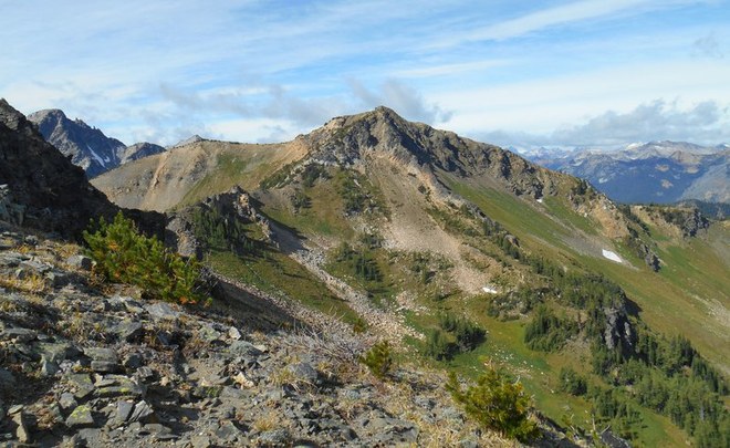 The trail to Lake Caroline makes a great day hike, full of views like these from Windy Pass. Photo by onewhohikes.