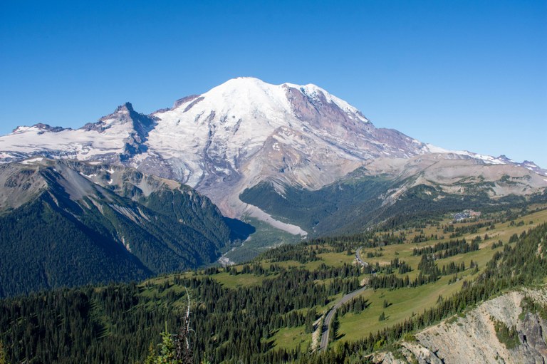 Mount Rainier and Sunrise Road. Photo by trip reporter lpick10.