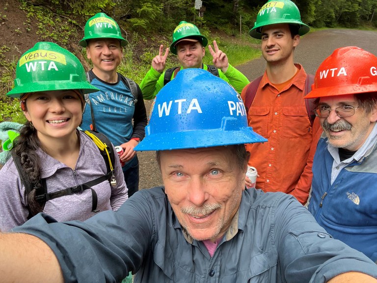 Day work party crew takes a selfie at Upper Big Quilcene. Photo by Patrick Sullivan.