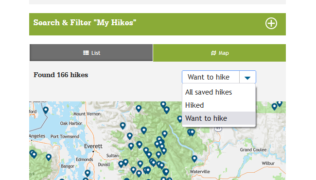search and filter saved hikes