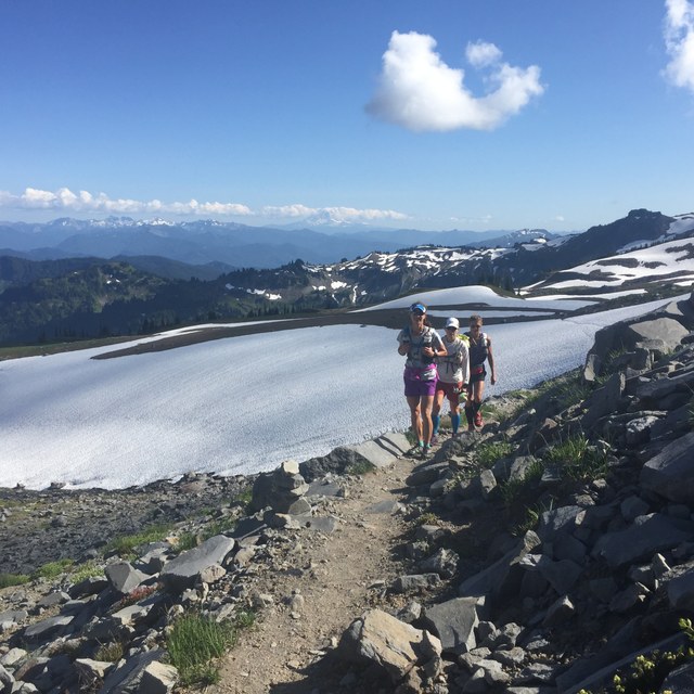 Wonderwomen running the Panhandle of the Wonderland Trail. Photo courtesy of Maureen Anderson.