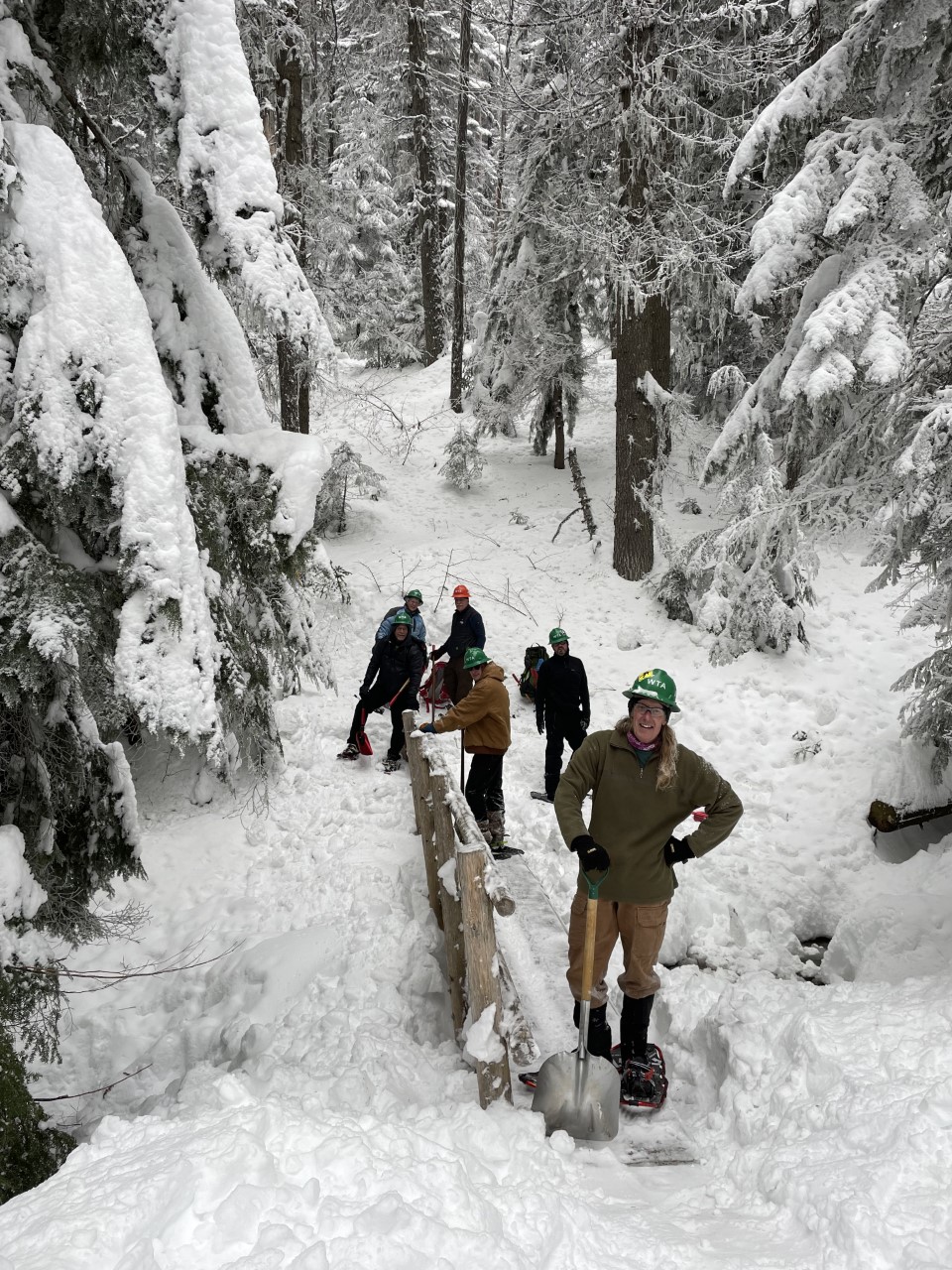 Trail volunteers bridge snowshoe