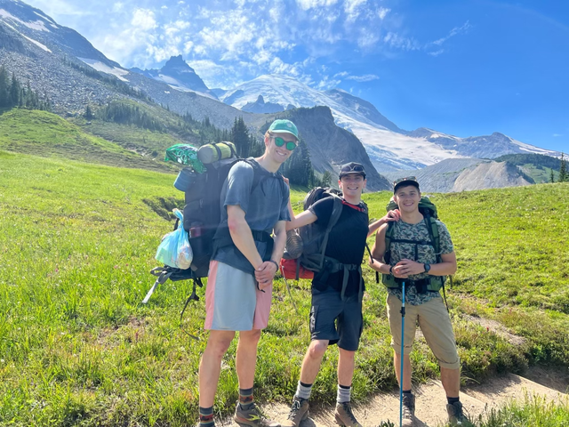 Image: Zander and friends out on trail at Mt. Rainier. Photo by Zander Chase.
