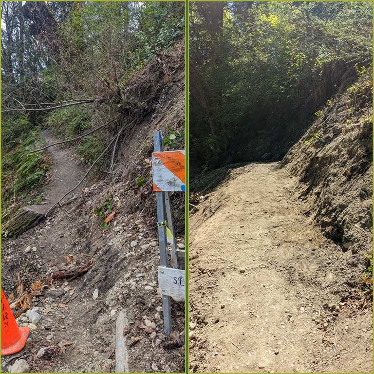 Before and after of trail