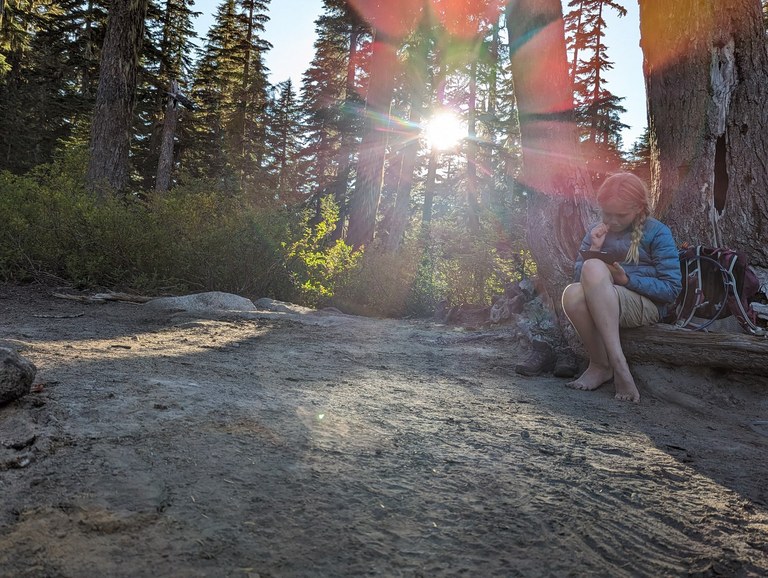 Reading at Kaleetan campsite. Photo by David G. 