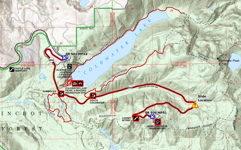 A snapshot of the closure area and trails.