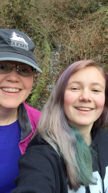 WTA Board Member Andrea Baines and her daughter on trail. 