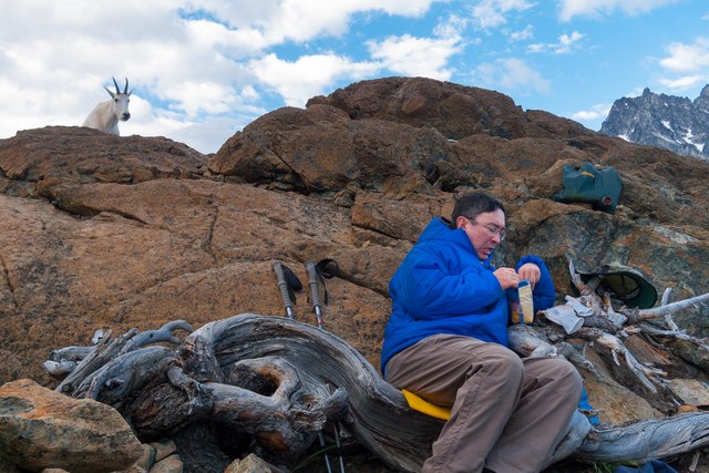 Modern freeze-dried and dehydrated meals have come a long way in flavor. Even goats wish they had some! Photo by Bob Riedlinger.