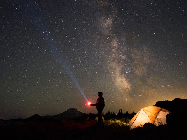 Enjoying the night skies in the Goat Rocks Wilderness. Photo by Vaqas Malik. 
