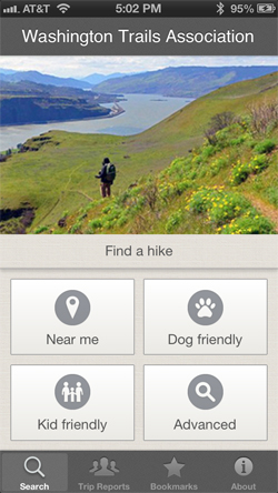 Search for hikes on the Trailblazer app. 