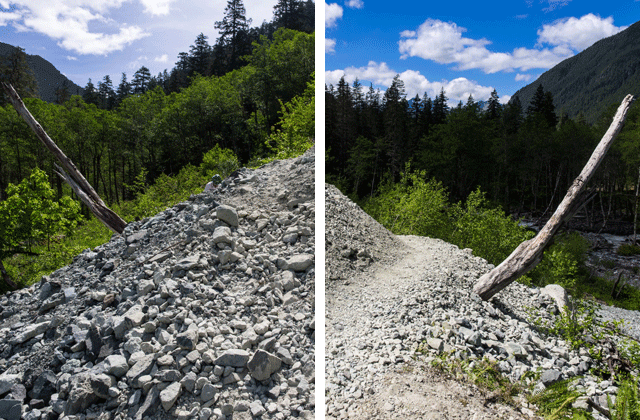 A before and after shot of some of the work done on the volunteer vacation. Photo by Archana Bhat. 