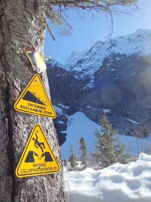 Heed the warning signs at Big Four Ice Caves. Photo by austineats.