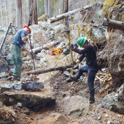 Volunteers Ken and Squid working on the Duckabush Trail. Photo by Nutmeg. 