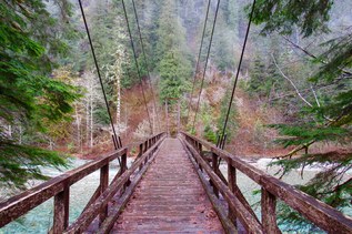 Bridge over East Bank Baker Lake A bridge spans a river near Baker Lake.