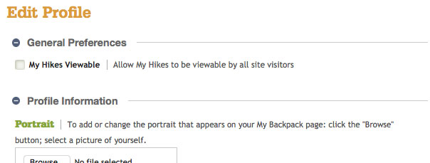 Edit Profile preferences
