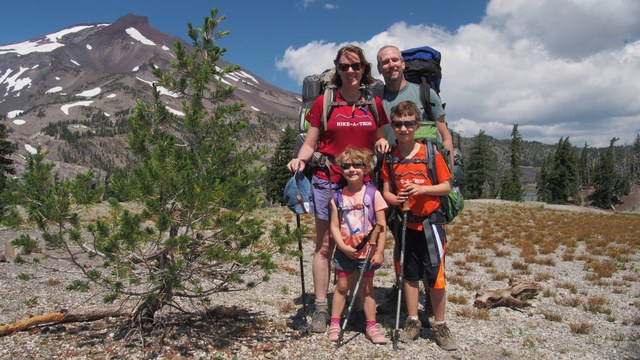 Fleeing thunderstorms last August, we took our second annual family backpacking trip to the foot of South Sister in Oregon. 