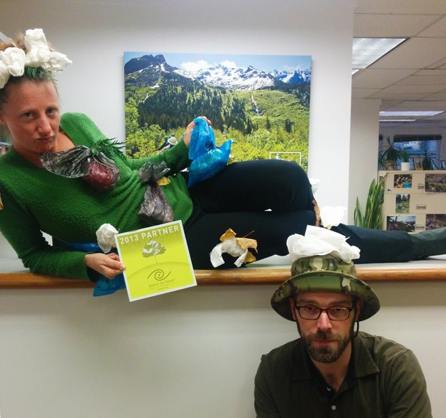 Dressed to impress...Leave No Trace messages. Kayla and Andrew as trails littered in human and dog waste. 