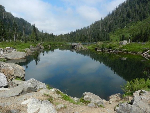 Heather Lake View of Heather Lake from the loop trail around the lake. Photo by George & Sally.