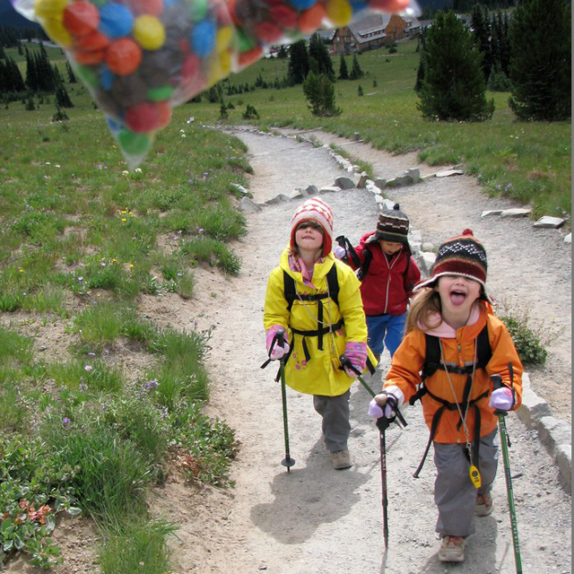 Rewarding kids for being good sports during the hike works well, as long as it's used sparingly. Photo by John Soltys. 
