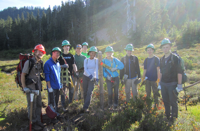 You'll hike to your work site, where you'll spend the day helping trails. Photo by Kay Sadowitz. 