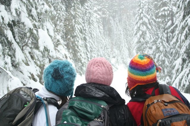 Colorful hats Mowich snowshoe