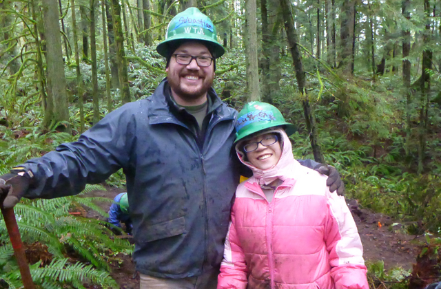 The young and the young at heart are equally welcome at WTA's Vancouver Lake 1/2 day work parties. Photo by Jon Nishimura.