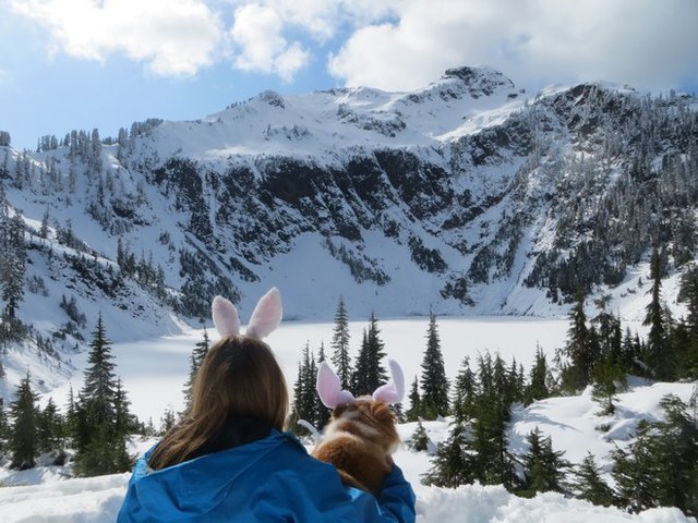 Taking in the view of Silver Lake. Photo and trip report by SusanHikes. 
