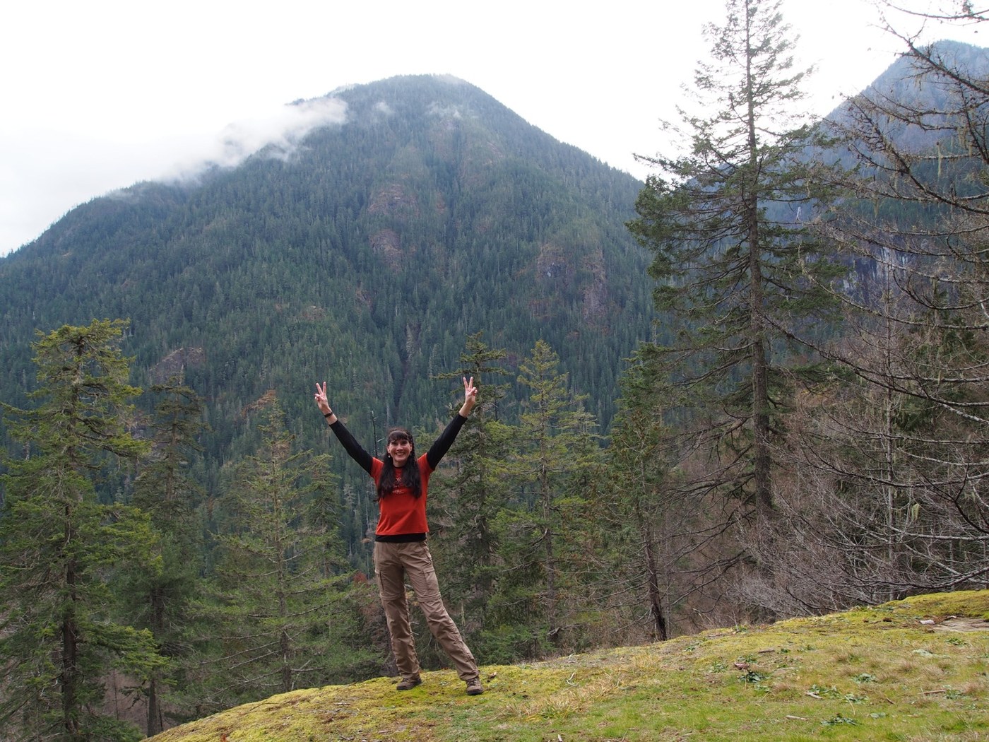 Victory photo back at Lunch Rock after achieving 100,000 feet of vertical gain on 2013 hikes – hooray!