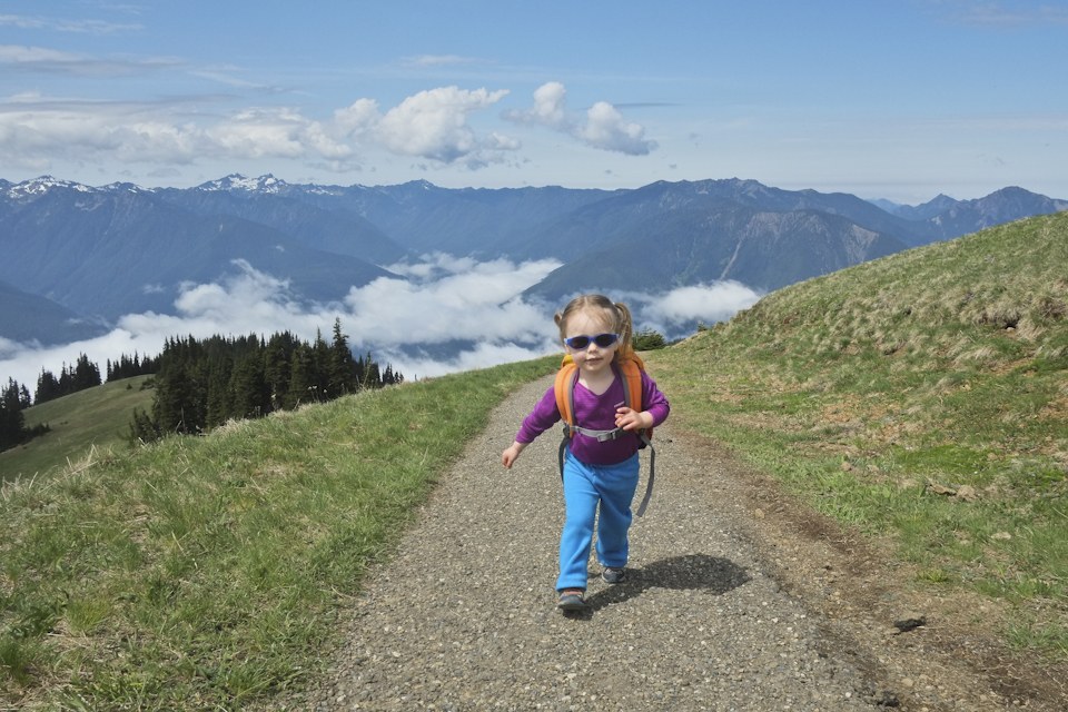 Happy little hiker, approaching the end of the Hurricane Hill trail
