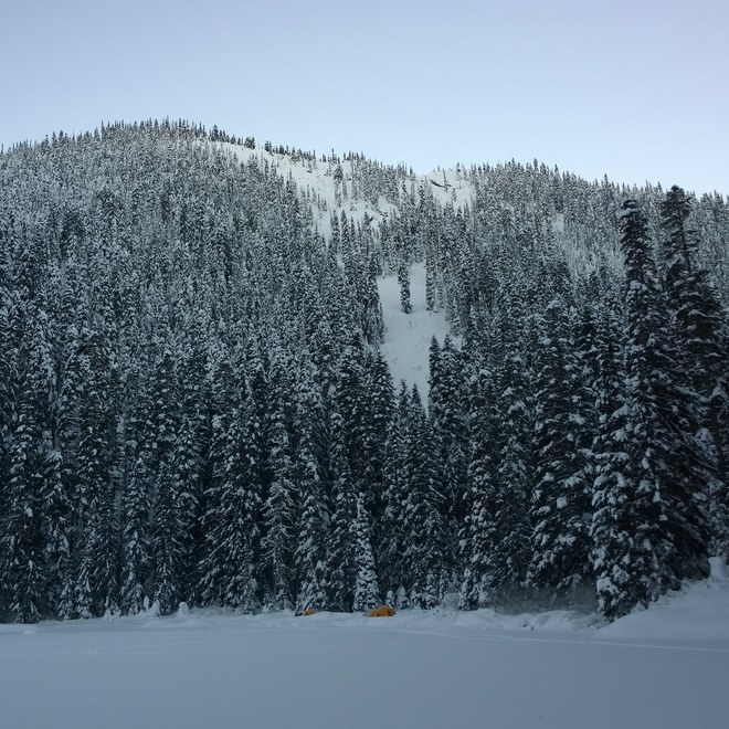 From middle of Lanham Lake looking north toward our camp