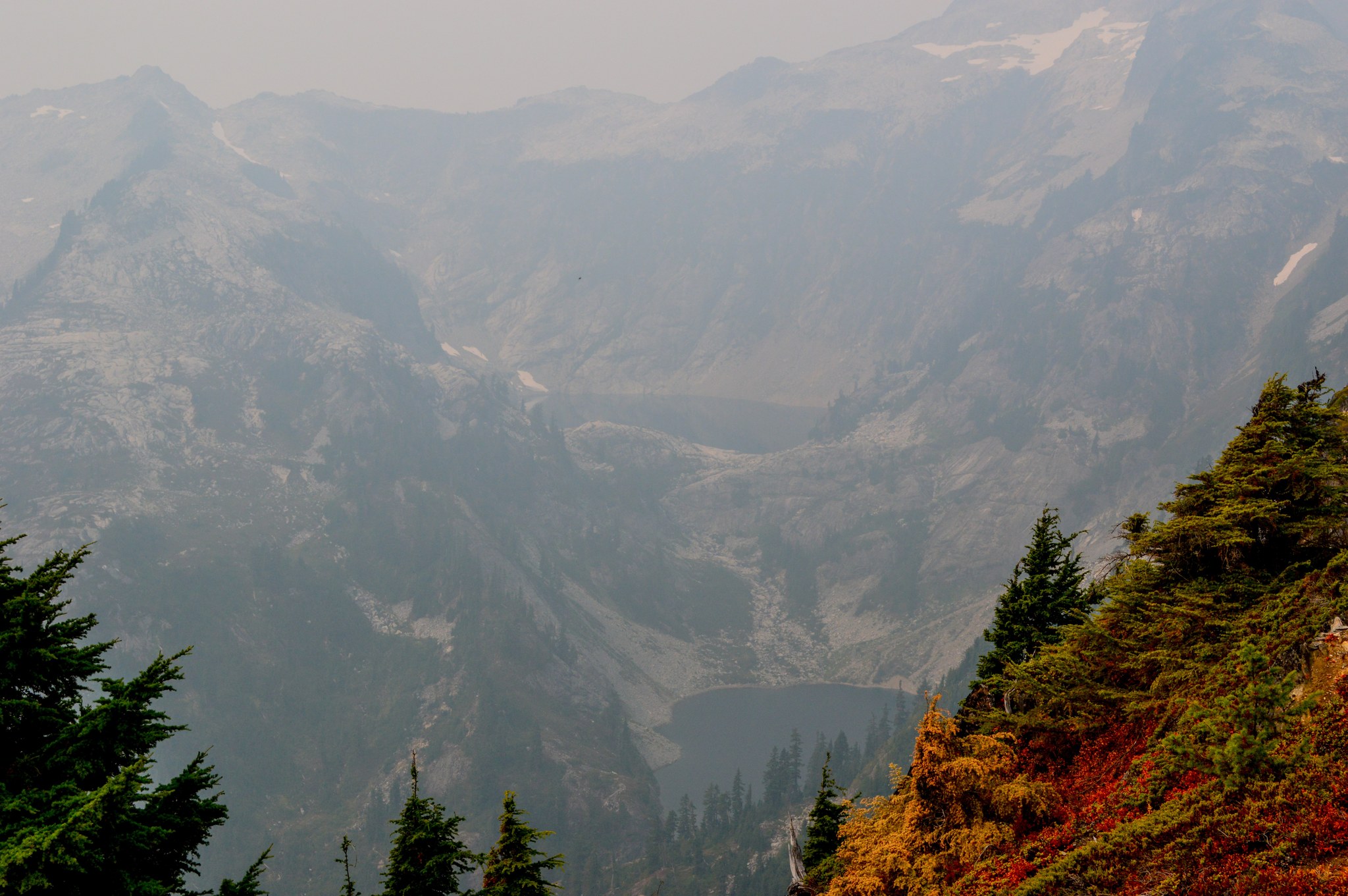 Smoke filled view to Thornton lakes