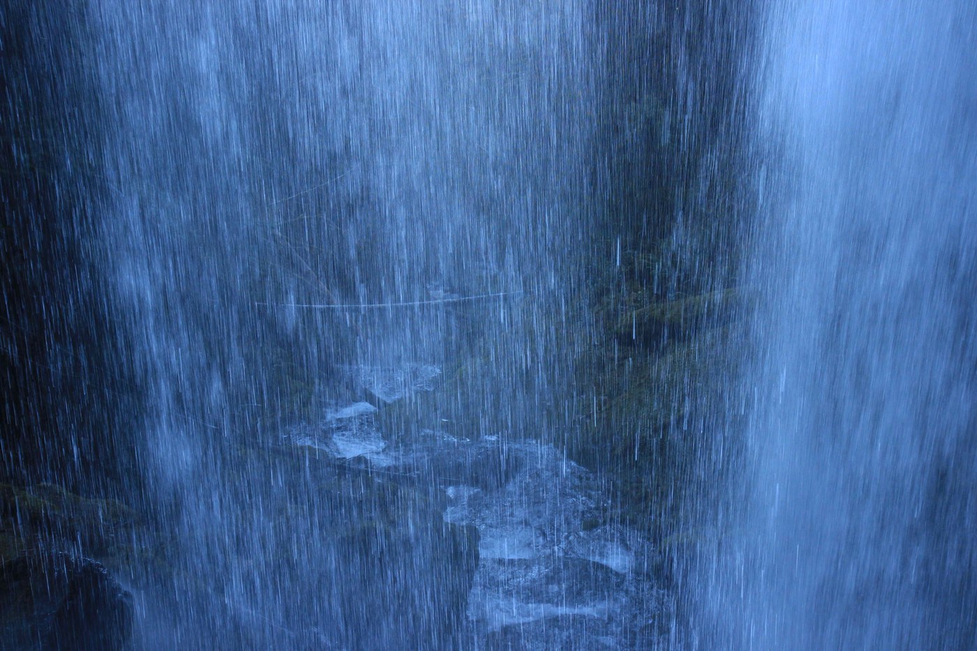 View from behind the falls