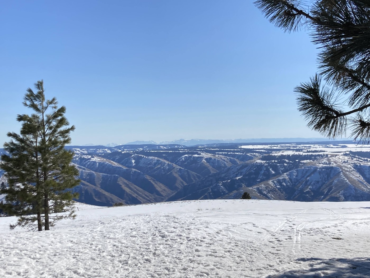 A layer of snow at Puffer Butte at Field Springs State Park. Puffer Butte. Photo by Jennie.