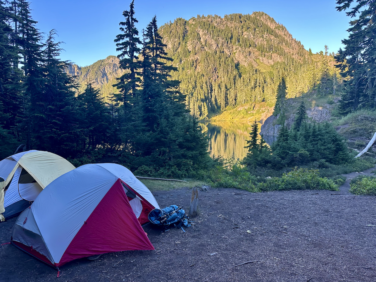 Chain Lakes. Photo by leaf246. A couple of tents on a campsite at the Chain Lakes Loop. Photo by trip reporter leaf246 (Lea F.).