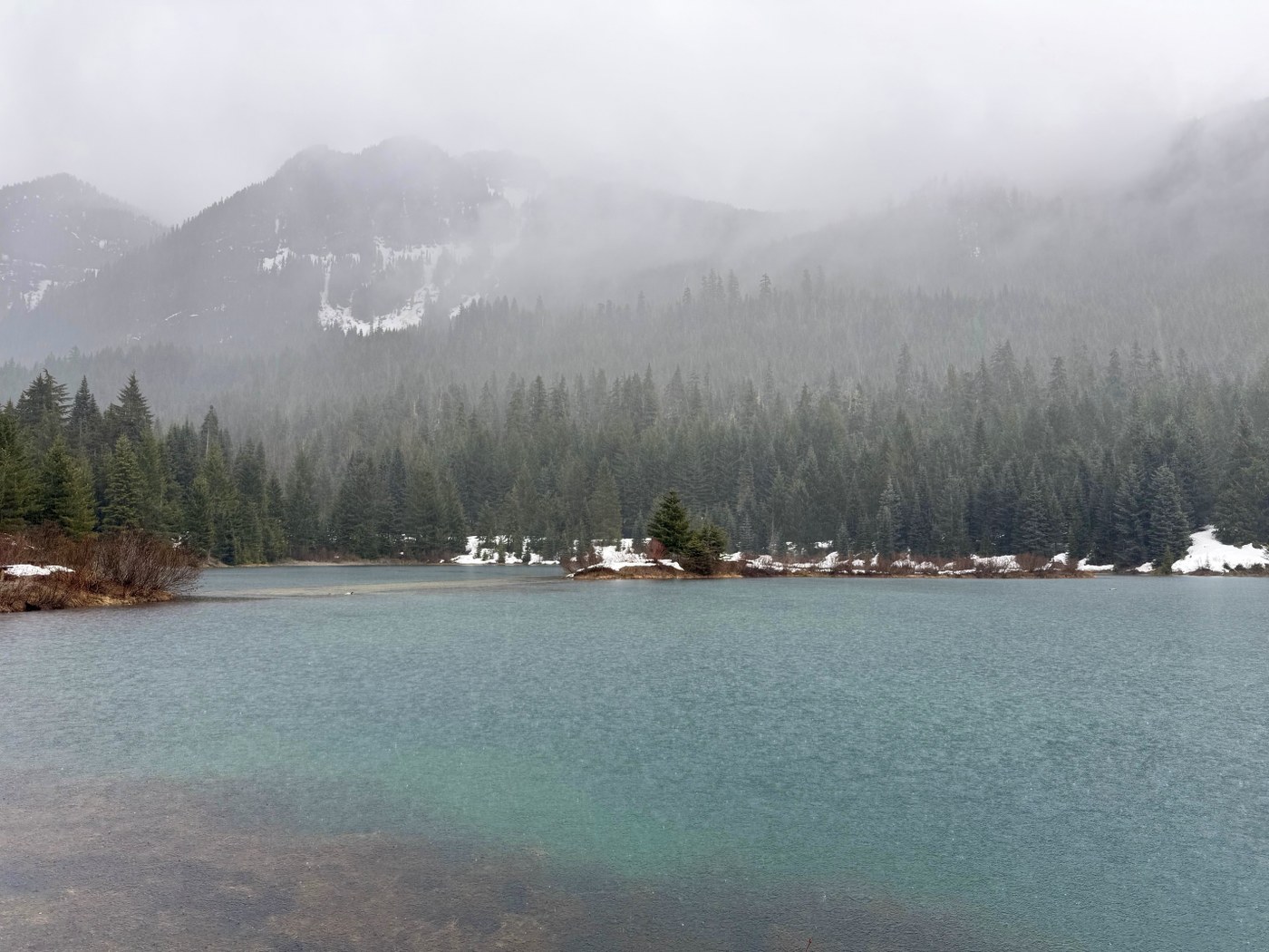 One section of Gold Creek Pond, moody yet colorful