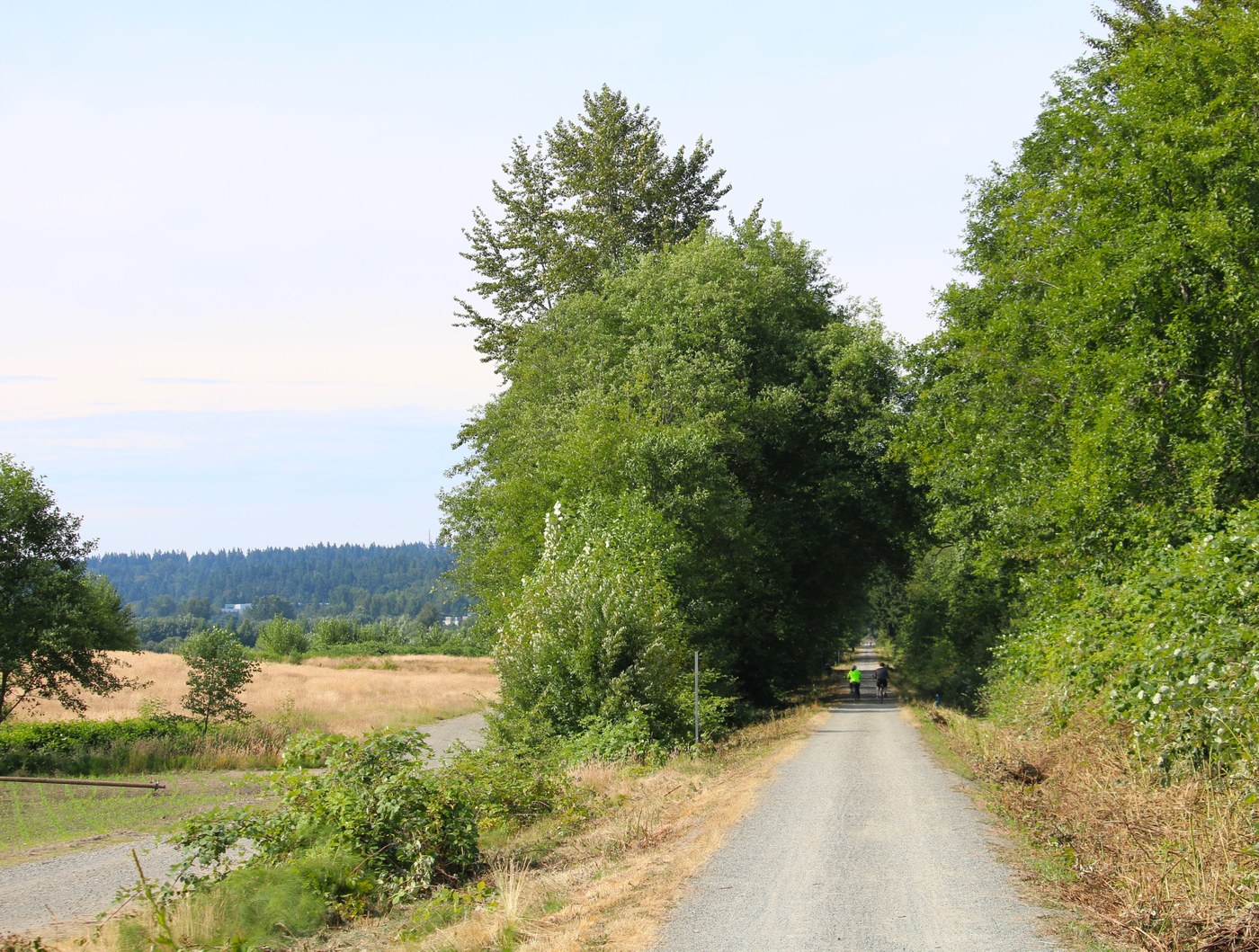 Eastrail. Photo by wafflesnfalafel. A couple of bikers on the wide, gravel Eastrail. Photo by trip reporter wafflesnfalafel.