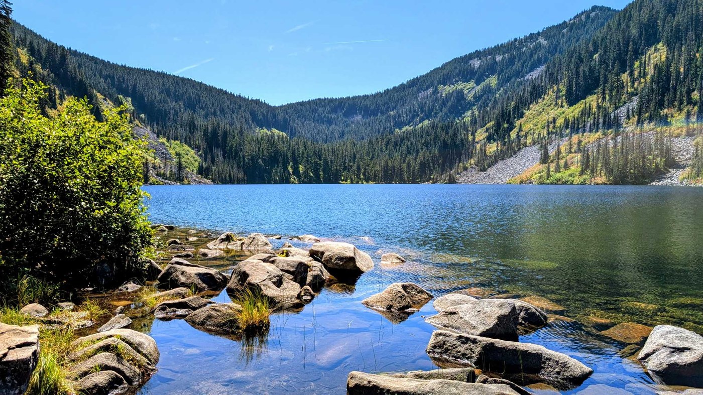 Looking out at Pratt Lake from the prime campsite.